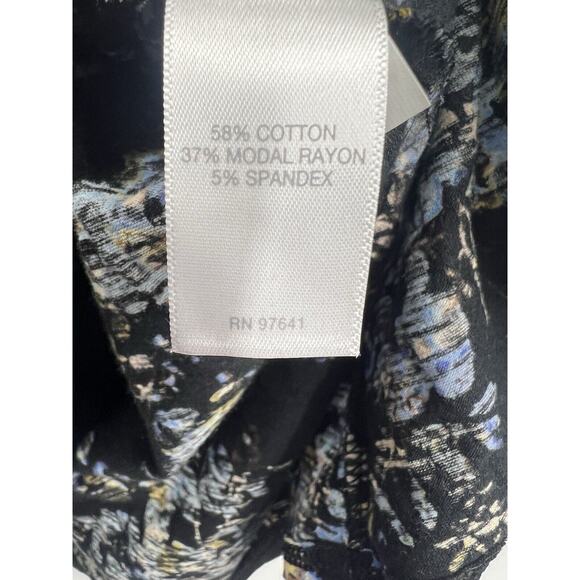 J Jill Shirt Womens Long Sleeve Floral Layered Tunic Top Black Size Small - Picture 4 of 8